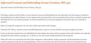 Informed Consent and Debriefing Forms Creation PSY 550