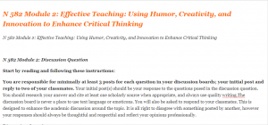 CaptureN 582 Module 2 Effective Teaching Using Humor, Creativity, and Innovation to Enhance Critical Thinking