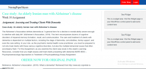 Case study An elderly Iranian man with Alzheimer’s disease