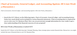 Chart of Accounts, General Ledger, and Accounting System HCA 620 Week 5 Discussion 1