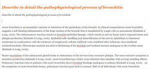 Describe in detail the pathophysiological process of bronchitis