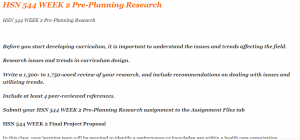 HSN 544 WEEK 2 Pre-Planning Research