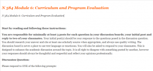 N 584 Module 6 Curriculum and Program Evaluation