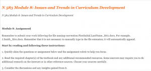 N 584 Module 8 Issues and Trends in Curriculum Development