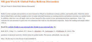 NR 506 Week 8 Global Policy Reform Discussion
