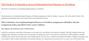 NR Week 6 Evaluation of an Epidemiological Disease or Problem