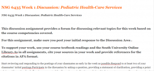 NSG 6435 Week 1 Discussion Pediatric Health-Care Services