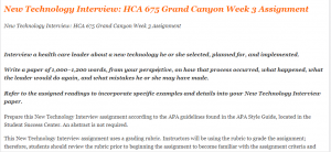 New Technology Interview HCA 675 Grand Canyon Week 3 Assignment