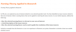 Nursing Theory Applied to Research
