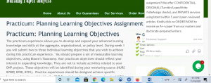 Practicum Planning Learning Objectives