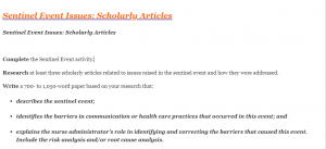 Sentinel Event Issues Scholarly Articles