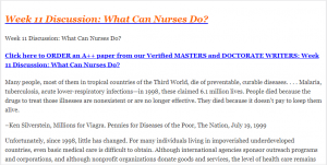 Week 11 Discussion What Can Nurses Do