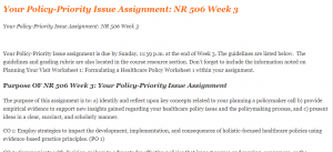 Your Policy-Priority Issue Assignment NR 506 Week 3