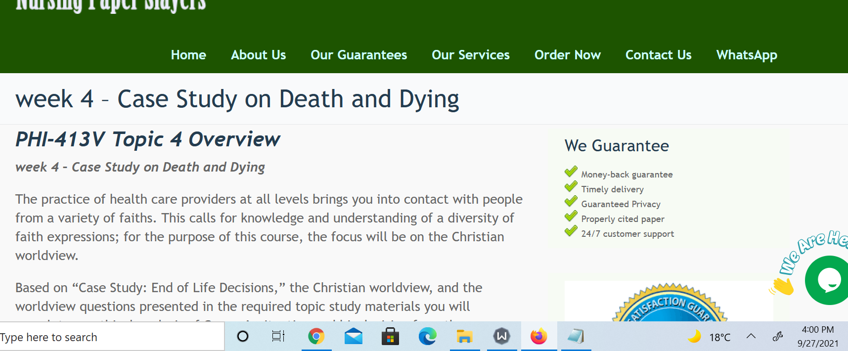 Death and dying case studies image