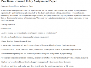  Practicum Journal Entry Assignment Paper