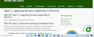 NRS 451 Topic 3 Applying Servant Leadership in Practice