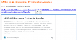 NURS 6051 Discussion Presidential Agendas