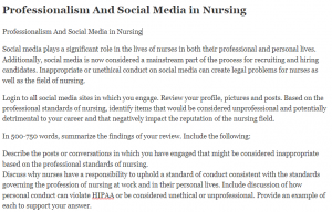 Professionalism And Social Media in Nursing