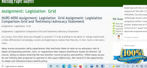 NURS 6050 Assignment Legislation Grid Assignment Legislation Comparison Grid and TestimonyAdvocacy Statement