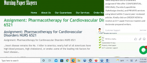 Assignment Pharmacotherapy for Cardiovascular Disorders NURS 6521