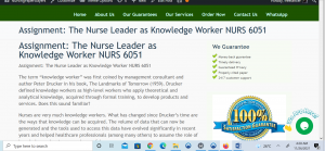 Assignment The Nurse Leader as Knowledge Worker NURS 6051