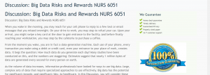 Discussion Big Data Risks and Rewards NURS 6051