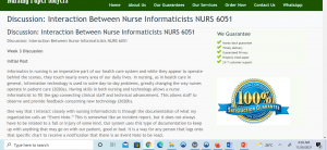 Discussion Interaction Between Nurse Informaticists NURS 6051