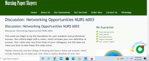 Discussion Networking Opportunities NURS 6003 Week 1