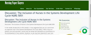 Discussion The Inclusion of Nurses in the Systems Development Life Cycle NURS 5051