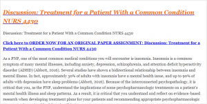 Discussion Treatment for a Patient With a Common Condition NURS 4430