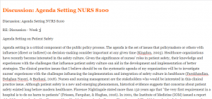 Discussion Agenda Setting NURS 8100