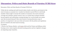 Discussion Policy and State Boards of Nursing NURS 8100