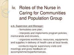 Describe the nurse’s roles and responsibilities in community and public health nursing.