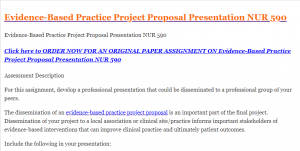 Evidence-Based Practice Project Proposal Presentation NUR 590