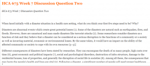 HCA 675 Week 7 Discussion Question Two