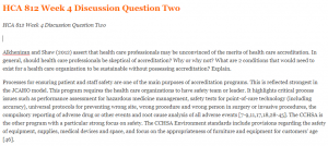 HCA 812 Week 4 Discussion Question Two