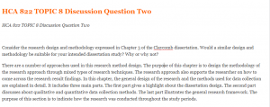 HCA 822 TOPIC 8 Discussion Question Two