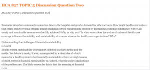 HCA 827 TOPIC 5 Discussion Question Two