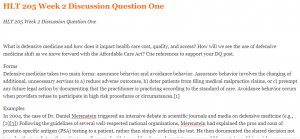 HLT 205 Week 2 Discussion Question One