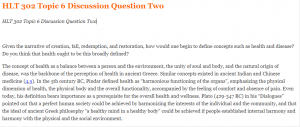 HLT 302 Topic 6 Discussion Question Two