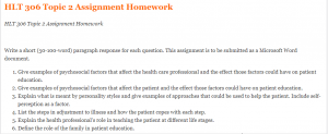 HLT 306 Topic 2 Assignment Homework