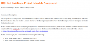 HQS 620 Building a Project Schedule Assignment