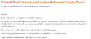 NRS 429V Health Promotion and Community Resource Teaching Project