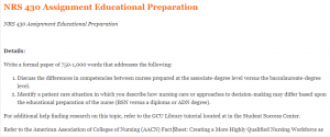 NRS 430 Assignment Educational Preparation
