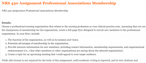 NRS 430 Assignment Professional Associations Membership