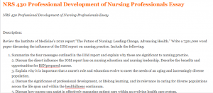 NRS 430 Professional Development of Nursing Professionals Essay