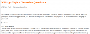 NRS 430 Topic 1 Discussion Question 2