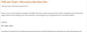NRS 430 Topic 1 Discussion Question One