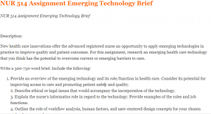 NUR 514 Assignment Emerging Technology Brief