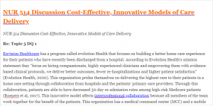 NUR 514 Discussion Cost-Effective, Innovative Models of Care Delivery